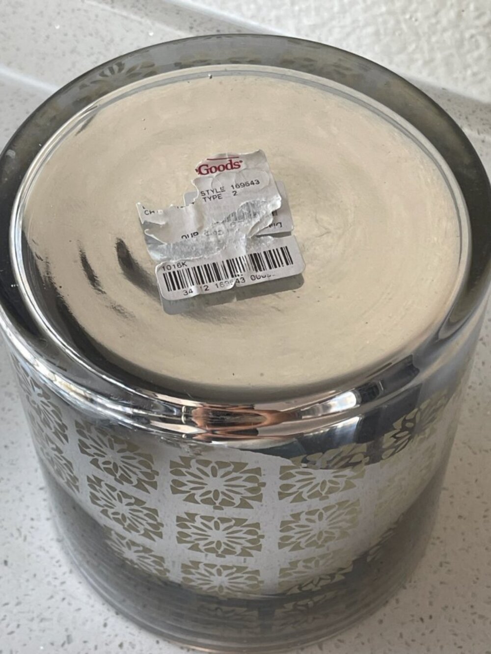 HomeGoods Silver Floral Glass Candle Holder 6" NWT - Picture 4 of 4